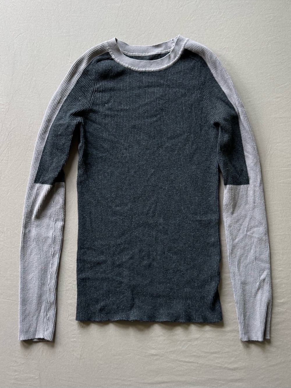 Colorblock Rib Knit Crewneck Sweater